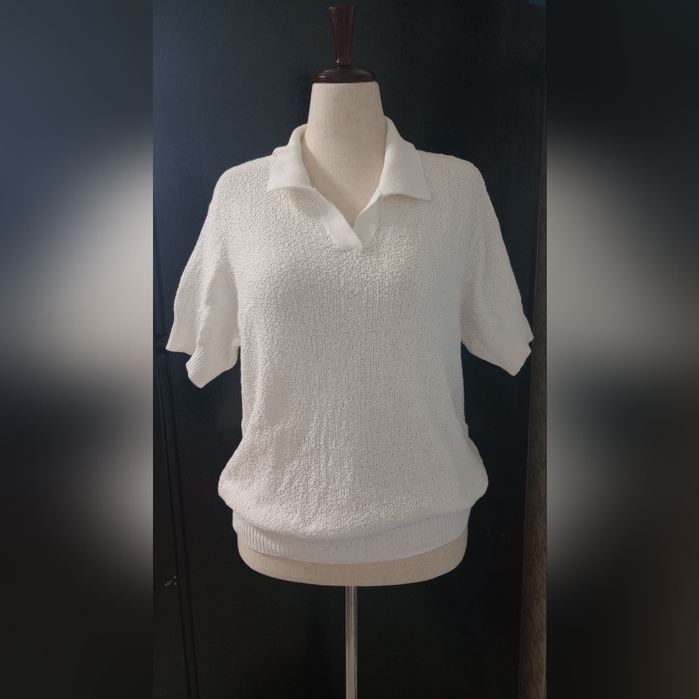 Willow Ridge-White Short Sleeve Sweater